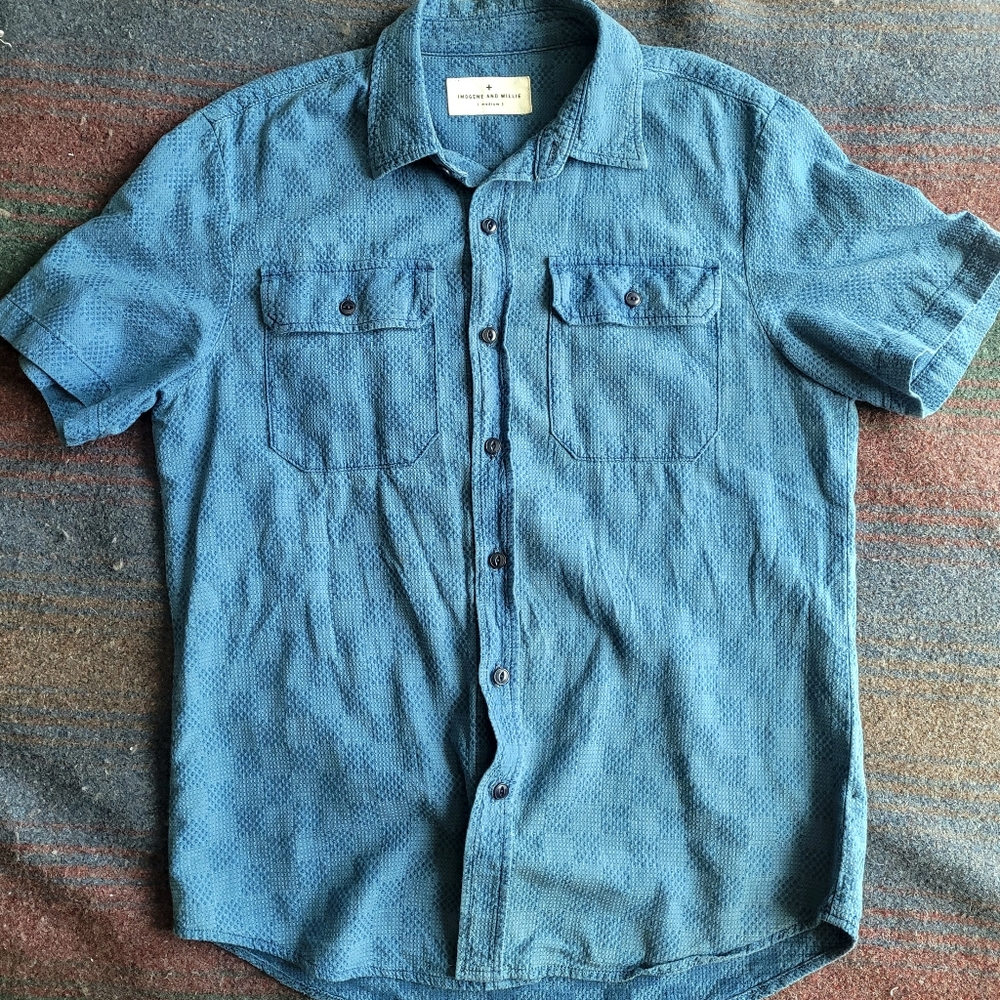 Men's Blue Short Sleeve Shirt